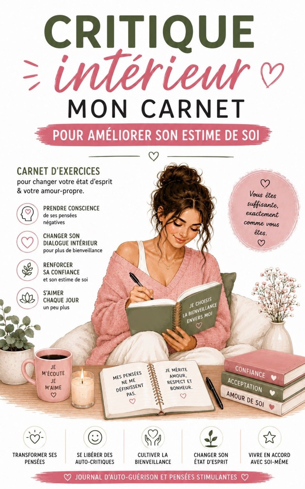 Critique intérieur - Mon carnet pour améliorer son estime de soi - Mon carnet Personnel