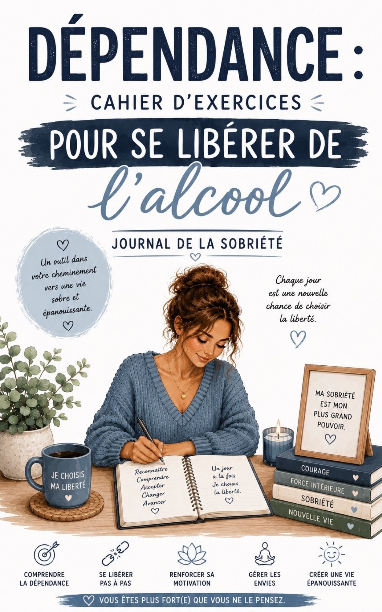 Dépendance - Cahier d'exercices pour se libérer de l'alcool - Mon carnet Personnel