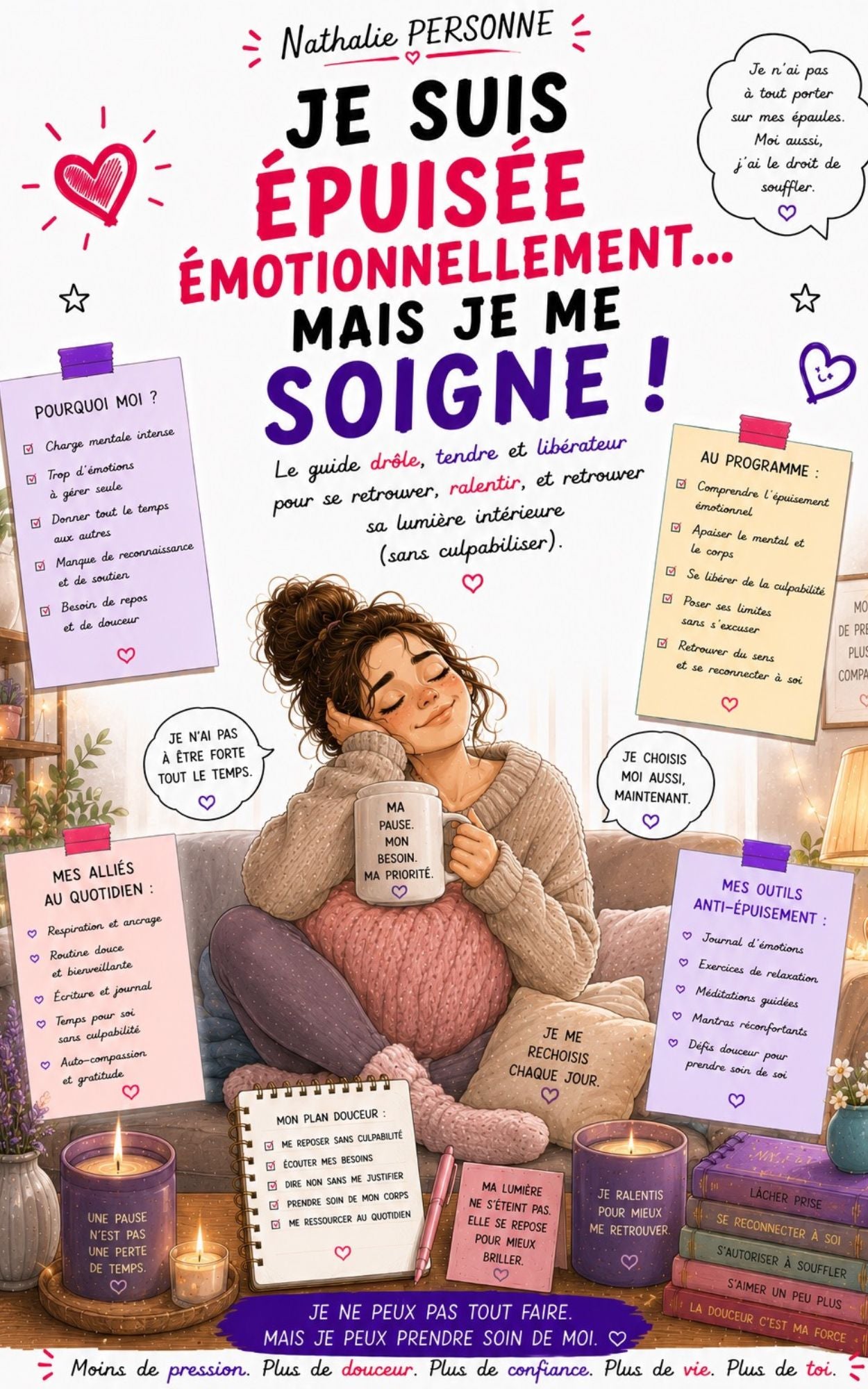 Je suis épuisée émotionnellement, mais je me soigne - Je ne peux pas tout faire mais je peux prendre soin de moi - Nathalie Personne