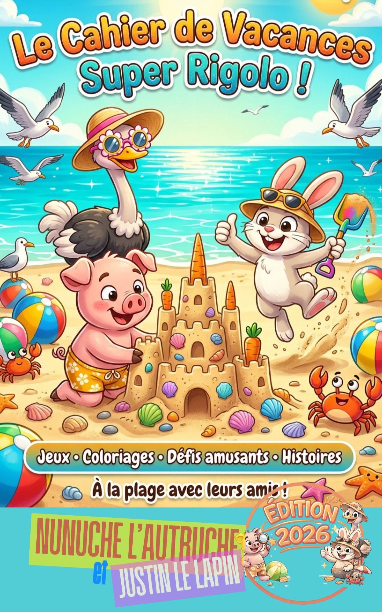 Le cahier de vacances super rigolo Nunuche l'autruche et Justin le lapin