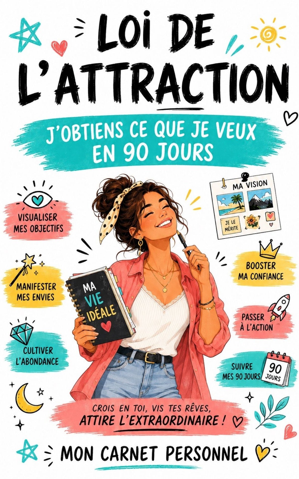 Loi de l'attraction - J'obtiens ce que je veux en 90 jours - Mon carnet Personnel