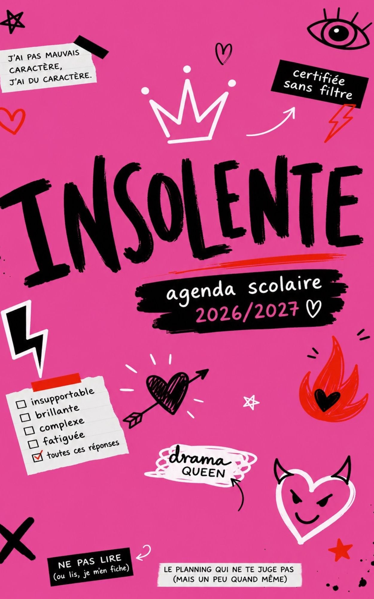 Agenda scolaire Insolente -Mon Carnet Personnel