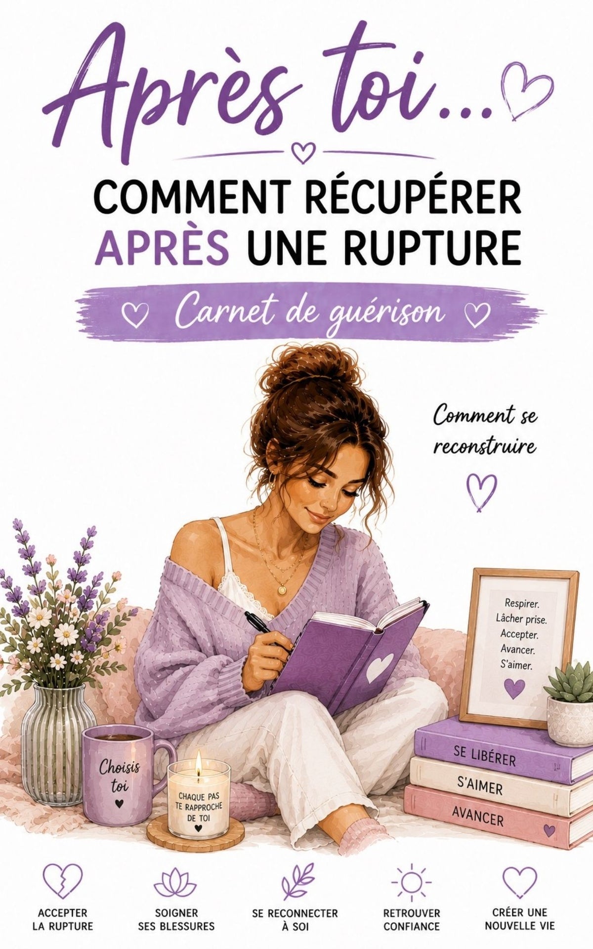 Après toi - Comment récupérer après une rupture  Carnet de guérison violet - Mon carnet Personnel