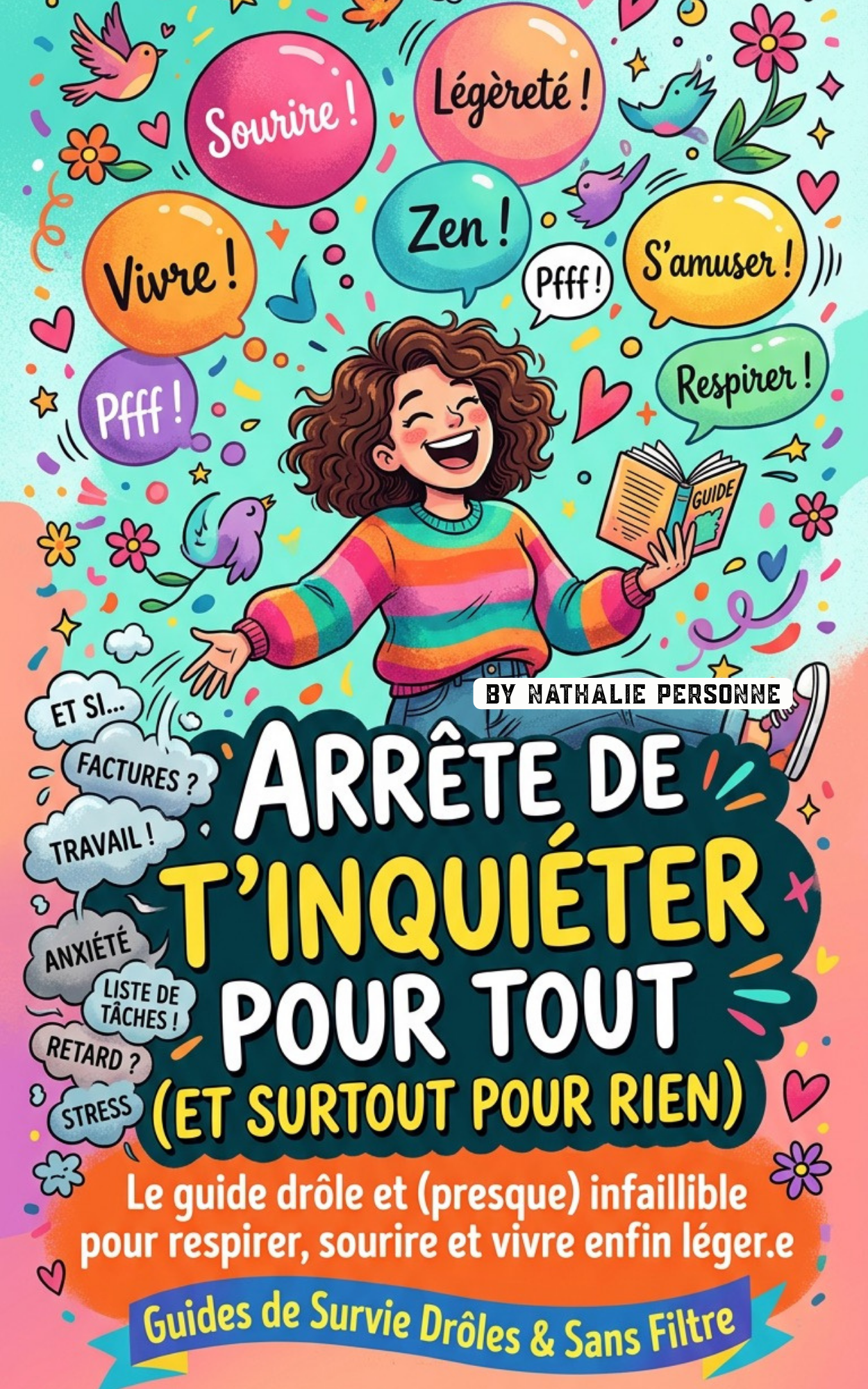 Arrête de t’inquiéter pour tout (et surtout pour rien) Le guide drôle et (presque) infaillible pour respirer, sourire et vivre enfin léger.e - Nathalie Personne