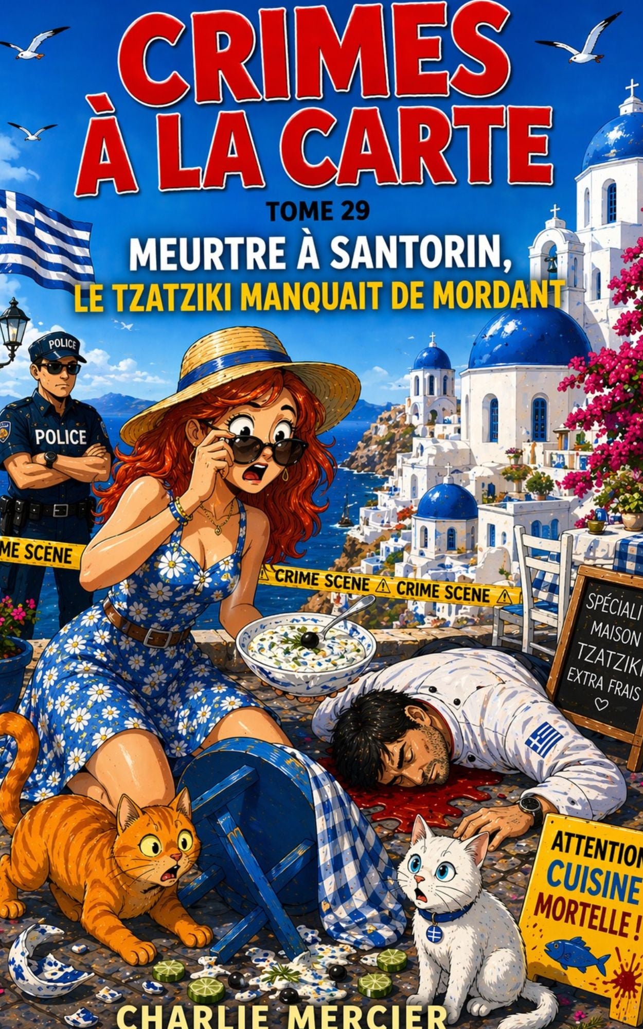 Crimes a la carte - Tome 29 Meurtre a Santorin - Le tzatziki manquait de mordant - Charlie Mercier