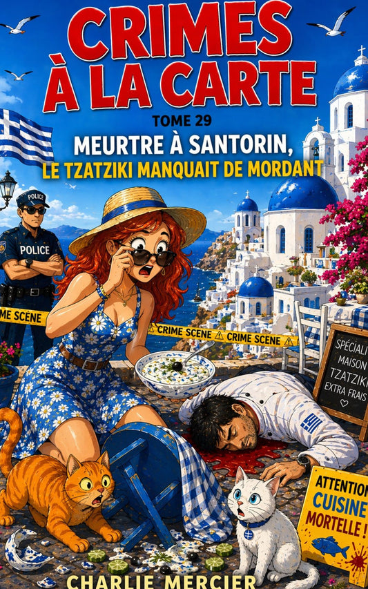 Crimes a la carte - Tome 29 Meurtre a Santorin - Le tzatziki manquait de mordant - Charlie Mercier