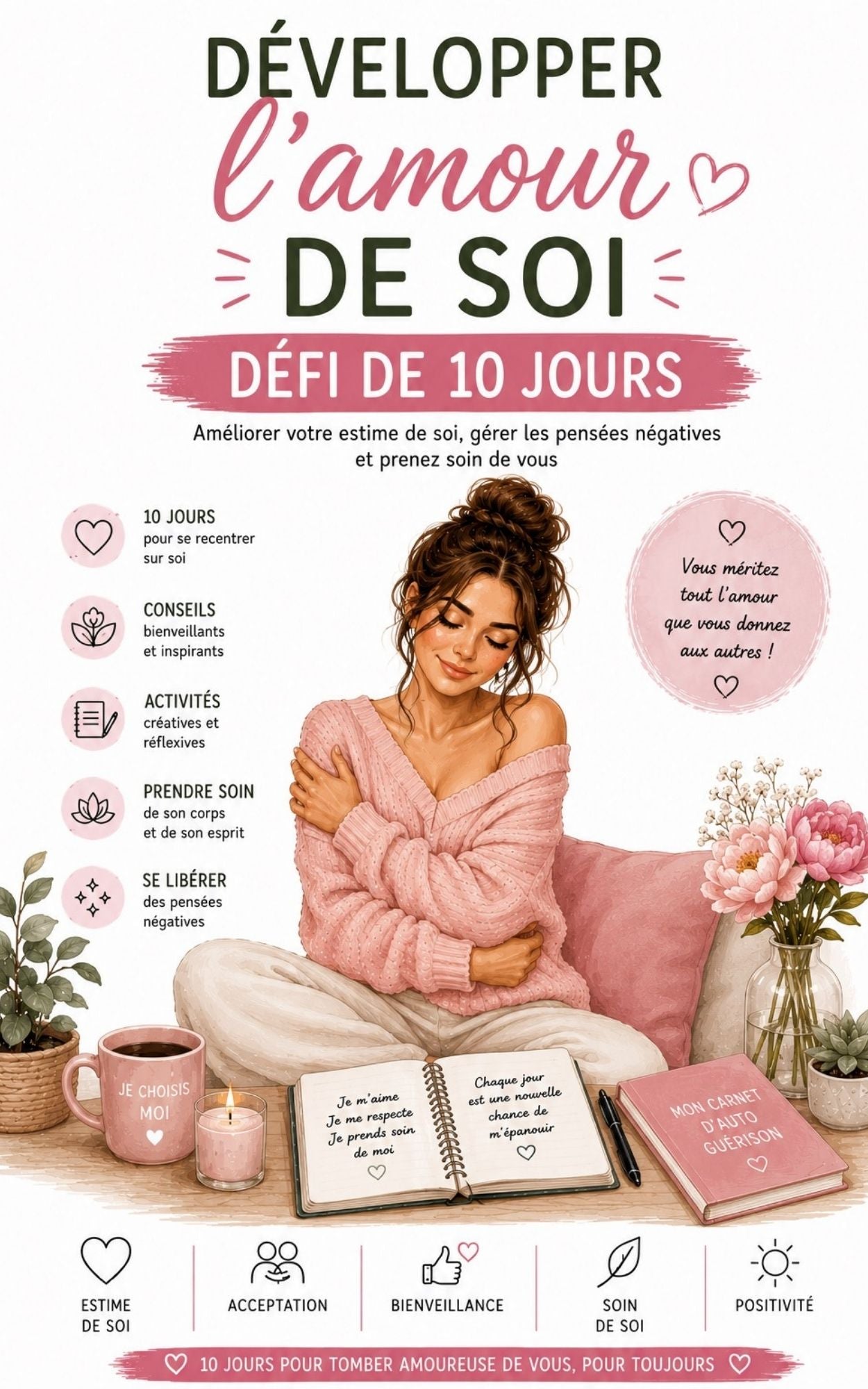 Développer l'amour de soi - Défi de 10 jours - Mon carnet Personnel