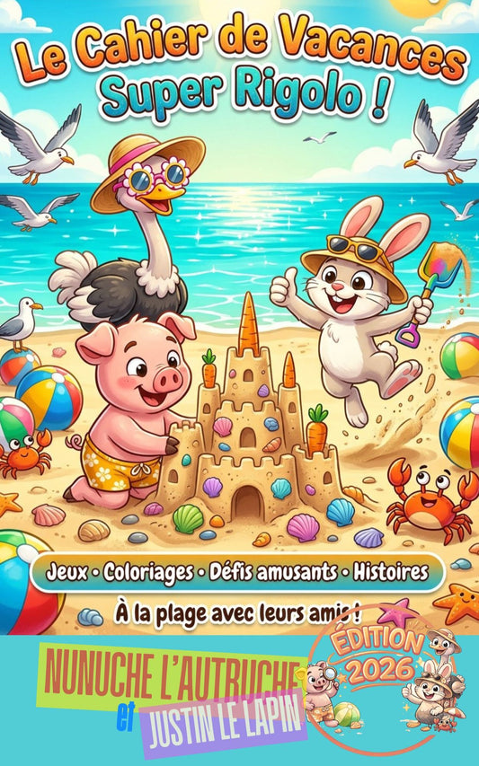 Le cahier de vacances super rigolo Nunuche l'autruche et Justin le lapin 
