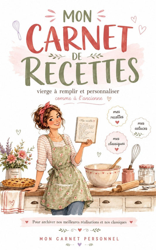 Mon carnet de recettes vierge à remplir et personnaliser - Mon Carnet Personnel