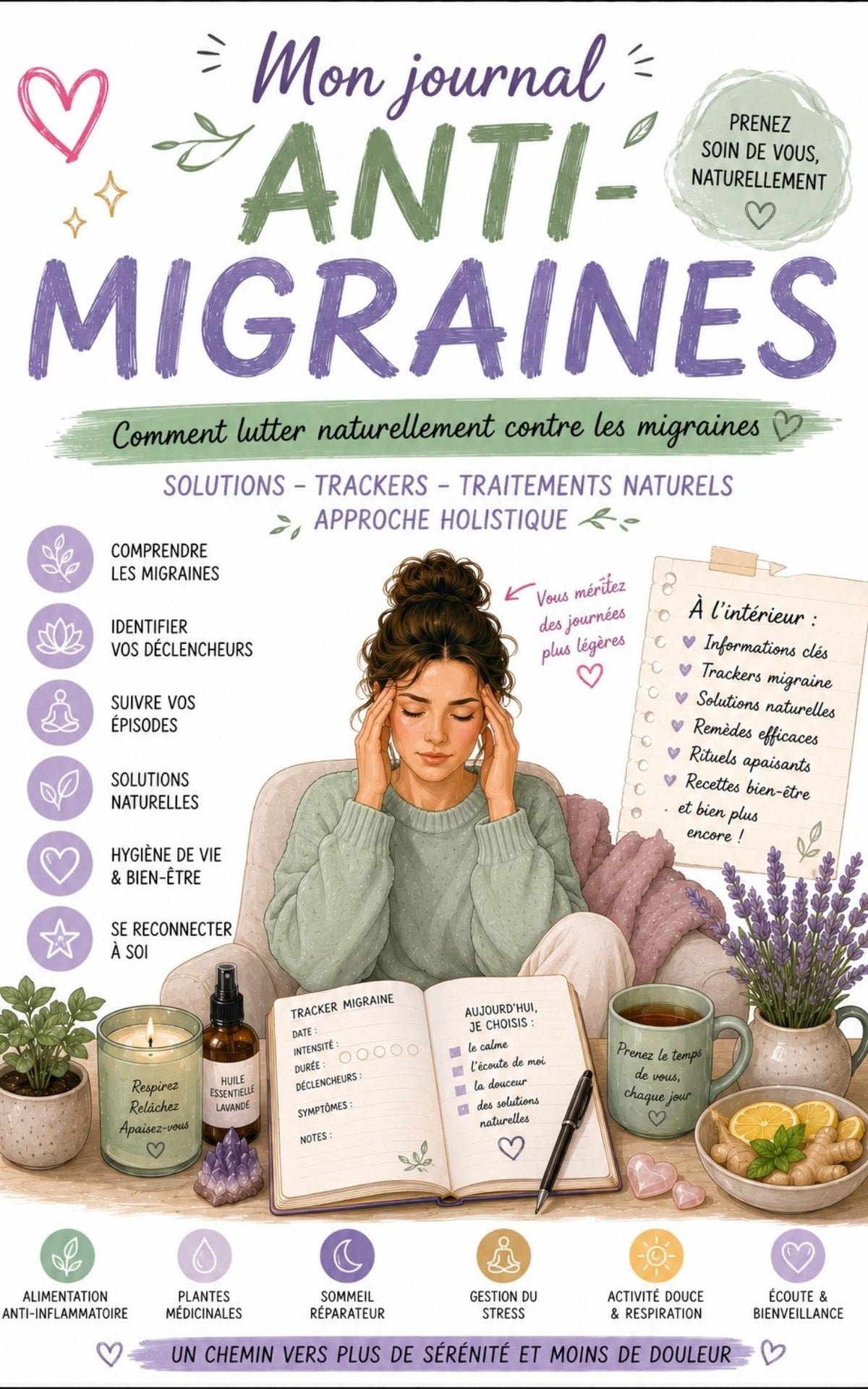 Mon journal anti-migraines - Comment lutter naturellement contre les migraines - Mon Carnet Personnel