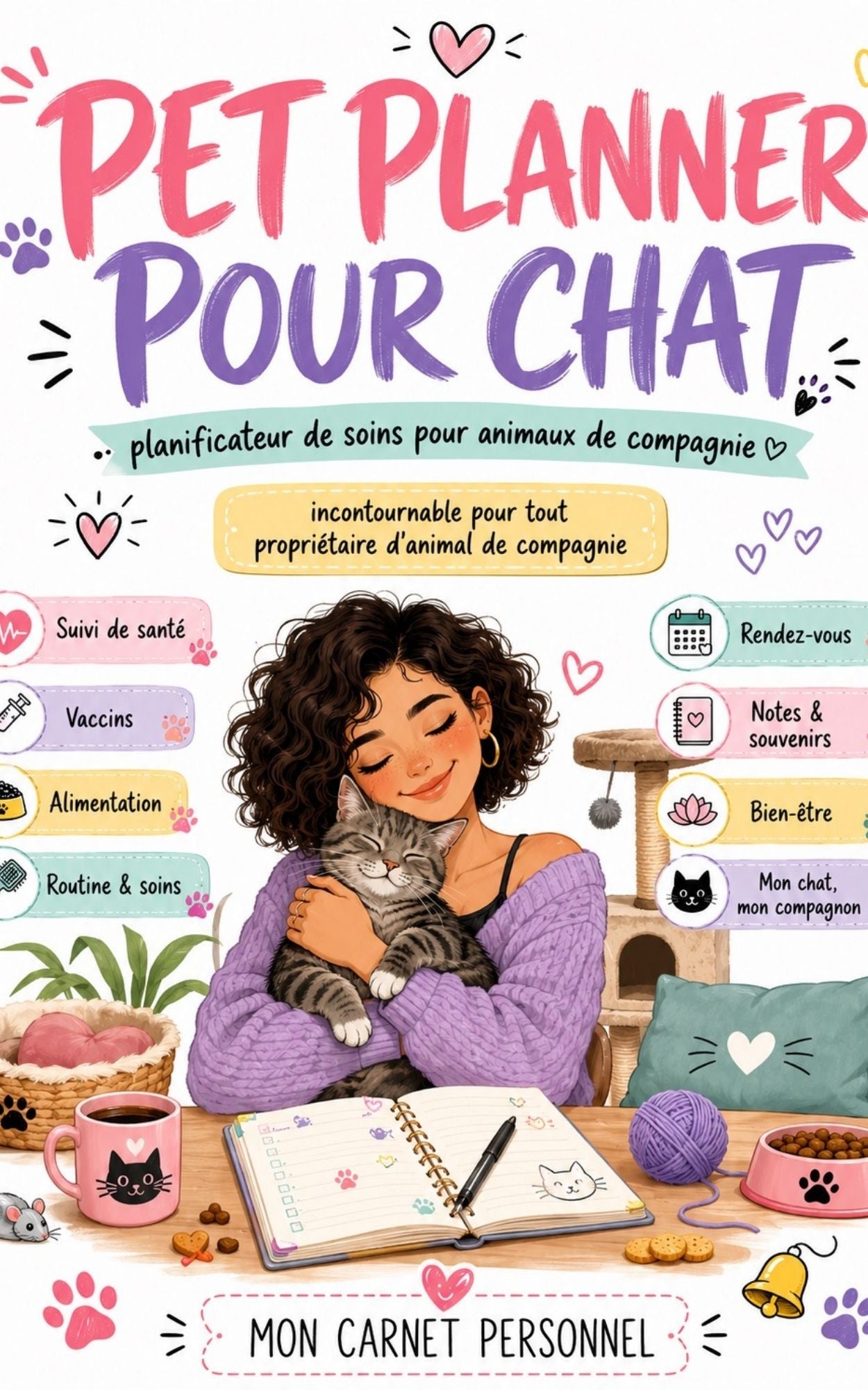 Pet planner pour chat - Incontournable pour tout propriétaire d'animal de compagnie - Mon Carnet Personnel