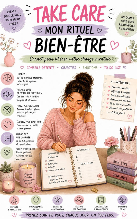 Take Care Mon rituel bien-être - Carnet pour libérer votre charge mentale - Mon Carnet Personnel